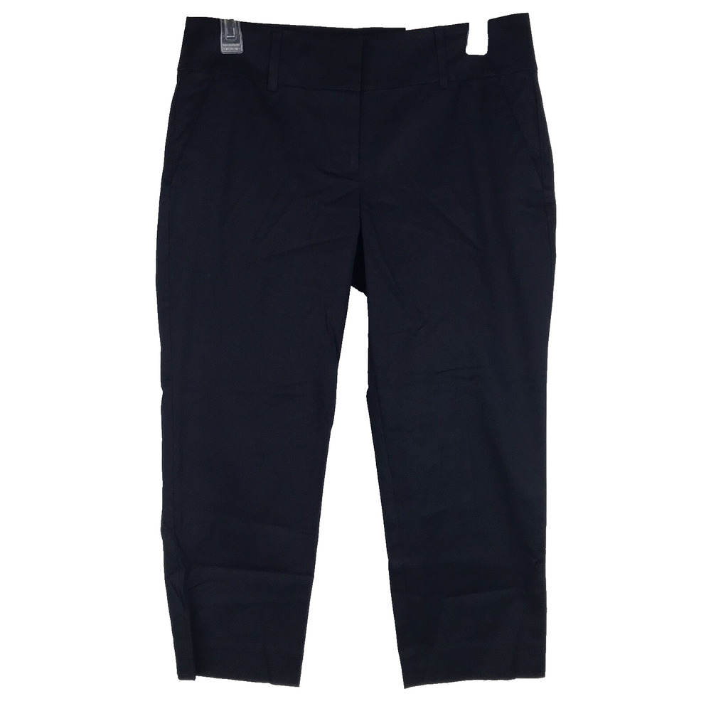 NWT Ann Taylor Signature Fit Crop Dress Pants Straight Navy Blue Capri Petite 6